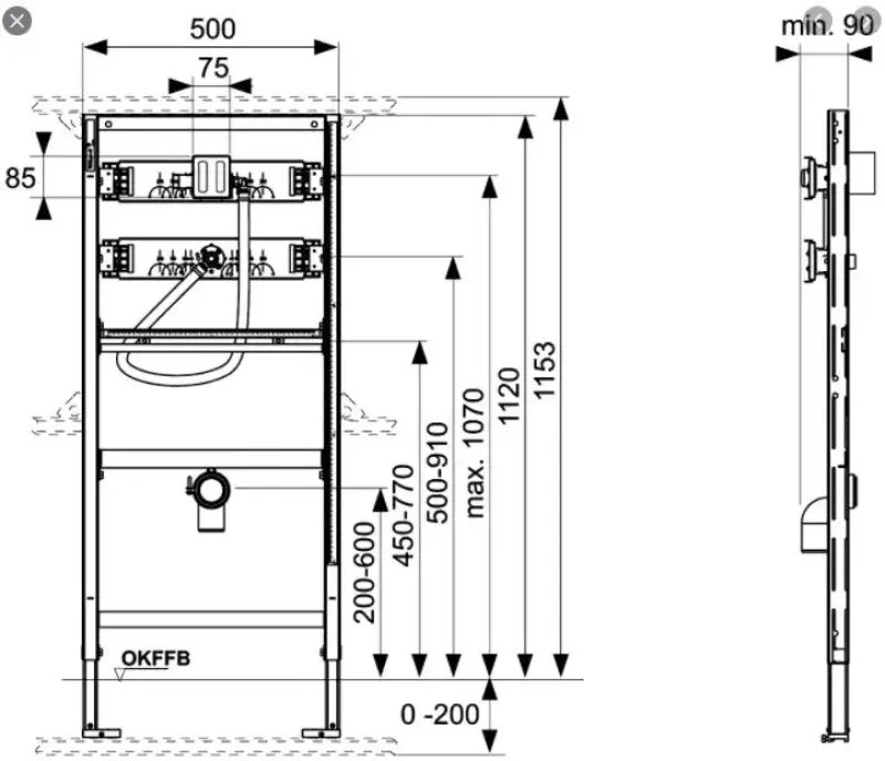 TECE inbouwelement tbv urinoir incl. afstandhouder 1208947588