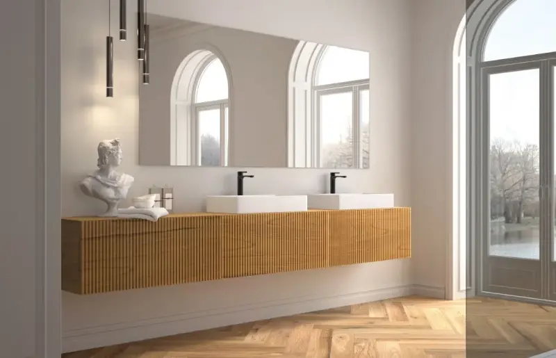 TopLine C4 badmeubel massief eiken gezaagde fronten - 3 lades - topblad - B240xD45xH40cm