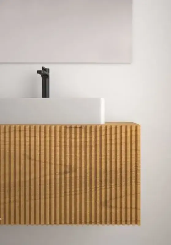 TopLine C4 badmeubel massief eiken gezaagde fronten - 3 lades - topblad - B240xD45xH40cm