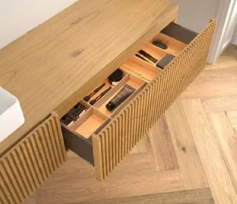 TopLine C4 badmeubel massief eiken gezaagde fronten - 3 lades - topblad - B240xD45xH40cm