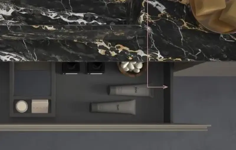 TopLine C1 badmeubelset met wastafel portoro marmer mat gelakt - 2 lades - 160x45x50cm