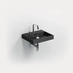 Clou Wash Me wastafel 50cm zonder plug mat zwart keramiek