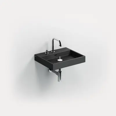 Clou Wash Me wastafel 50cm zonder plug mat zwart keramiek