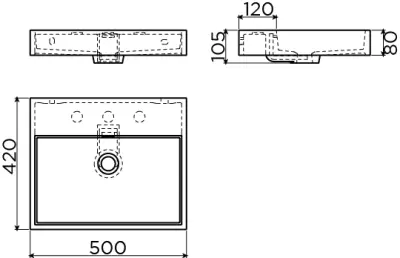 Clou Wash Me wastafel 50cm zonder plug mat zwart keramiek