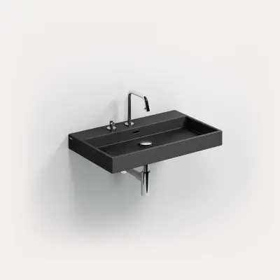 Clou Wash Me wastafel 70cm zonder plug mat zwart keramiek