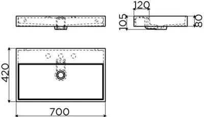 Clou Wash Me wastafel 70cm zonder plug mat zwart keramiek