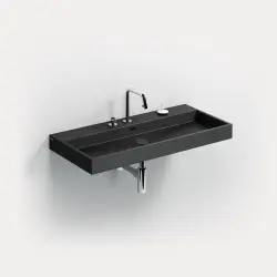 Clou Wash Me wastafel 90cm zonder plug mat zwart keramiek
