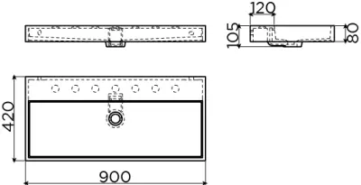 Clou Wash Me wastafel 90cm zonder plug mat zwart keramiek