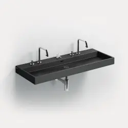 Clou Wash Me wastafel 110cm zonder plug mat zwart keramiek