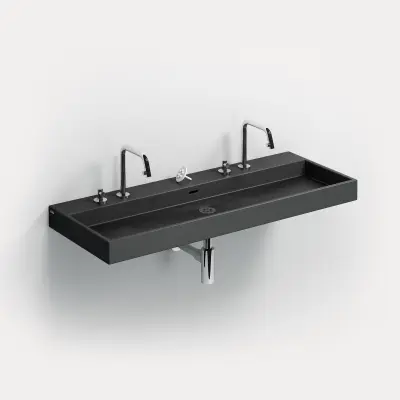 Clou Wash Me wastafel 110cm zonder plug mat zwart keramiek