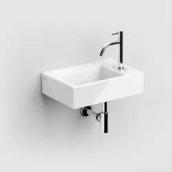 Clou Flush 2 fontein 36cm met kraangat met plug wit keramiek