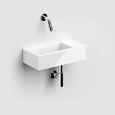 Clou Flush 3 fontein 36cm zonder kraangat rechts wit keramiek