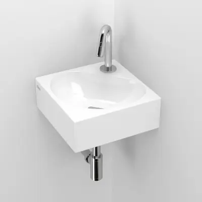 Clou Flush 5 hoekfontein 27cm met kraangat wit keramiek