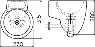 Clou Flush 6 fontein 27cm zonder kraangat wit keramiek
