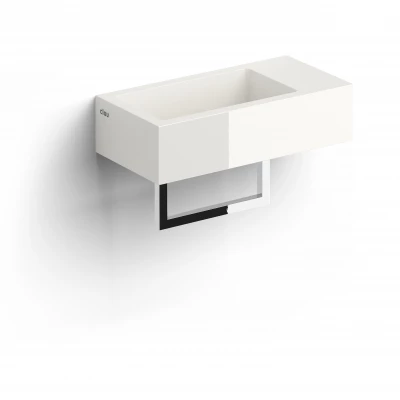 Clou Flush 3 fontein 36cm met voorbewerkt kraangat rechts en handdoekhouder mineral marmer