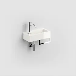 Clou Flush 3 fontein 36cm met voorbewerkt kraangat links en handdoekhouder mineral marmer