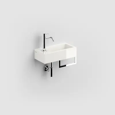 Clou Flush 3 fontein 36cm met voorbewerkt kraangat links en handdoekhouder mineral marmer
