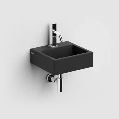 Clou Flush 1 fontein 28cm met kraangat mat zwart keramiek