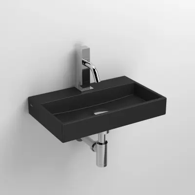Clou Mini Wash Me fontein 38cm met kraangat mat zwart keramiek