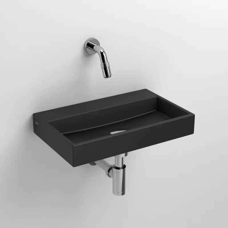 Clou Mini Wash Me fontein 38cm zonder kraangat mat zwart keramiek