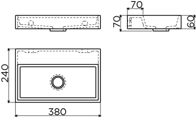Clou Mini Wash Me fontein 38cm zonder kraangat mat zwart keramiek