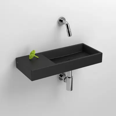 Clou Mini Wash Me fontein 45cm zonder kraangat links mat zwart