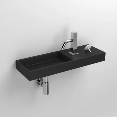Clou Mini Wash Me fontein 56cm met kraangat rechts mat zwart
