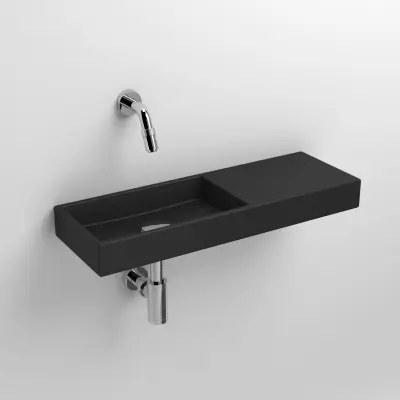 Clou Mini Wash Me fontein 56cm zonder kraangat rechts mat zwart