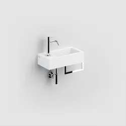 Clou Flush 3 fontein 36cm met voorbewerkt kraangat links en handdoekhouder aluite