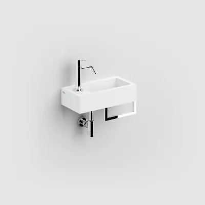 Clou Flush 3 fontein 36cm met voorbewerkt kraangat links en handdoekhouder aluite