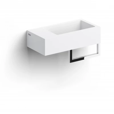 Clou Flush 3 fontein 36cm met voorbewerkt kraangat links en handdoekhouder aluite