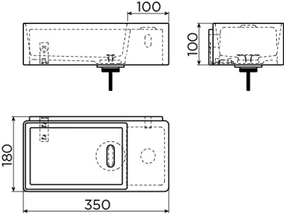 Clou New Flush 3 met voorbewerkt kraangat aluite rechts