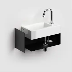 Clou Flush Open kast met handdoekhouder tbv 3 links zwart