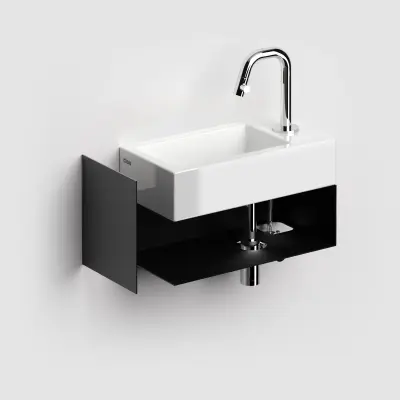 Clou Flush Open kast met handdoekhouder tbv 3 links zwart