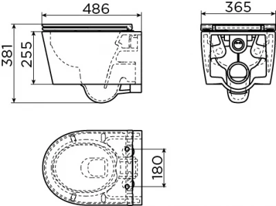 Clou InBe 1 wandtoilet met toiletzitting versie 48 cm wit ker.