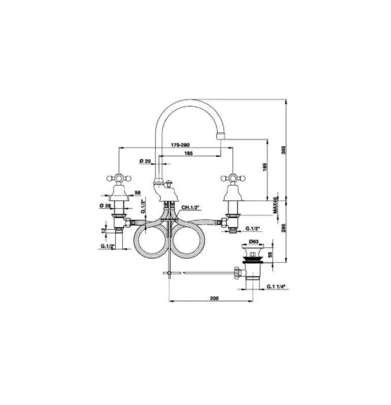 Cisal Arcana Ceramic Wastafelmengkraan 3-gats Brons AC00106027