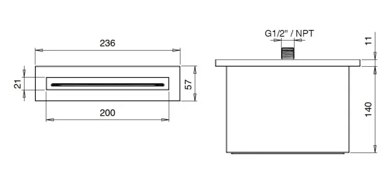 SB Square waterval uitloop mat zwart
