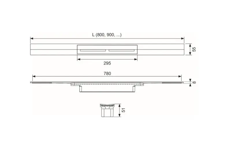 TECE drainprofile douchegoot profielset 80cm Koper