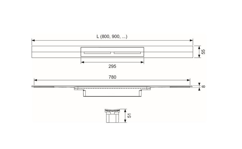 TECE drainprofile douchegoot profielset 100cm Messing