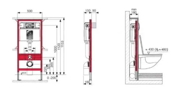 TECE inbouwelement inbouwreservoir tbv douche WC  compleet met muurbevestiging en aansluitset 1208920962