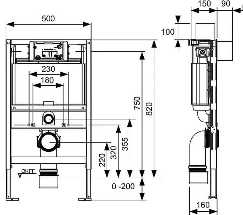 TECE inbouwelement inbouwreservoir laag model Bouwhoogte 820mm 1208953133
