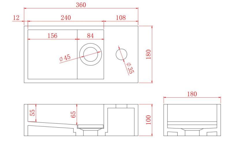 Solid-S Fontein solid surface B36xD18xH10 cm mat zwart met cover 1208953168