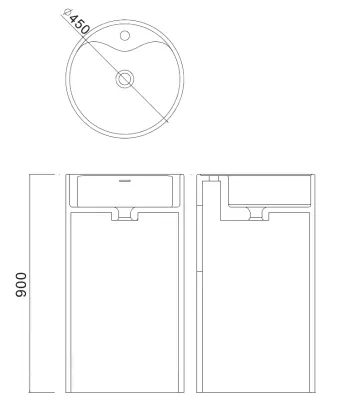 Solid-S vrijstaande wastafel rond mat Zwart B45xH90cm 1208953172