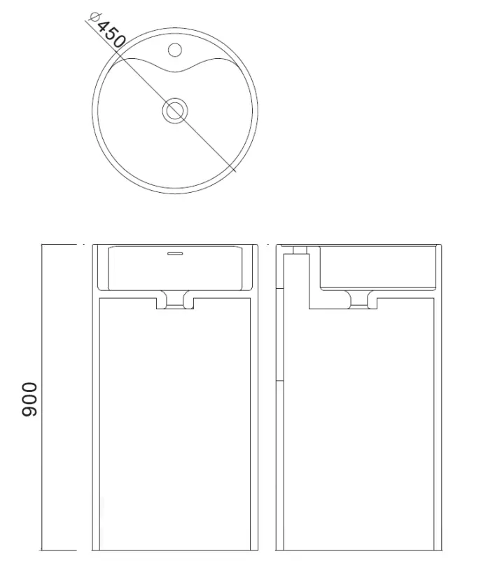 Solid-S vrijstaande wastafel rond mat Zwart B45xH90cm 1208953172