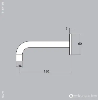 Waterevolution Flow baduitloop 15cm volledig Gun Metal T167115GME