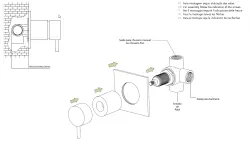 Waterevolution Flow inbouw 2-weg omsteller geborsteld messing met ronde rozet T1482RLE