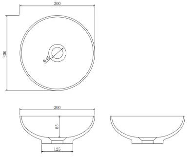 Solid S kleine waskom fontein Solid Surface rond 30 x 30 x 11 cm mat zwart 1208953271