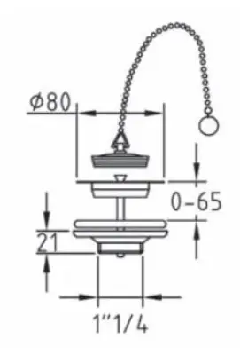 PB Unix fontein en wastafelplug met stopketting RVS 1208953282