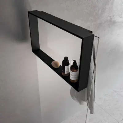Design Bath douchenis doucherek en handdoekhaak rvs-look voor over douchewand 12089532937