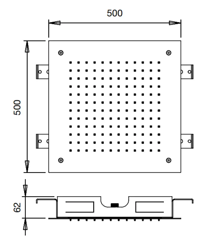 Rubio RVS 316 grote inbouw Regendouche plafonddouchekop 50x50cm 1208953325